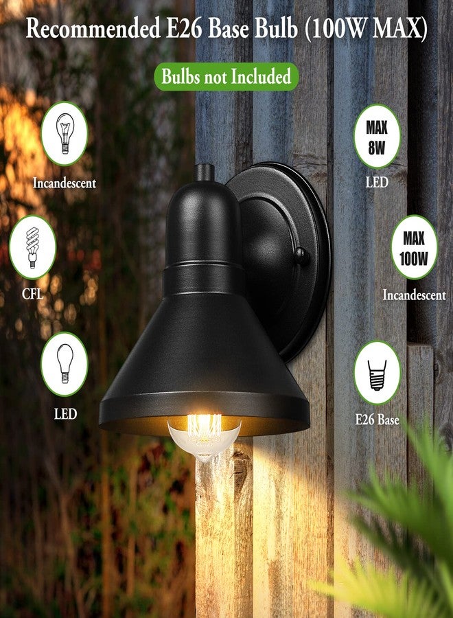 Brightever Outdoor Lanterns, 2-Pack Exterior Light Fixtures, Waterproof Anti-Rust Black Wall Mount Lights, Small E26 Socket Outside Lights for House, Front Porch, Playhouse, Garage - Image 5